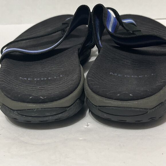 Merrell Zinnia Stretchy Strap Toe Sandals Leather Black Twilight Blue Women US9 - Picture 4 of 7